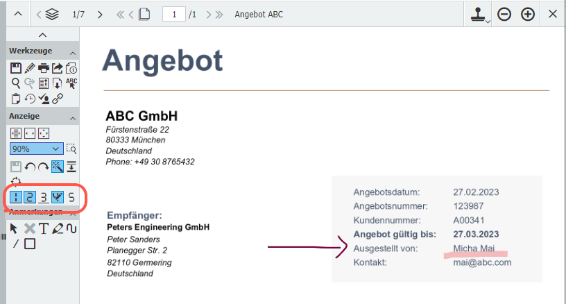 Anmerkungsebenen im DocuWare Viewer